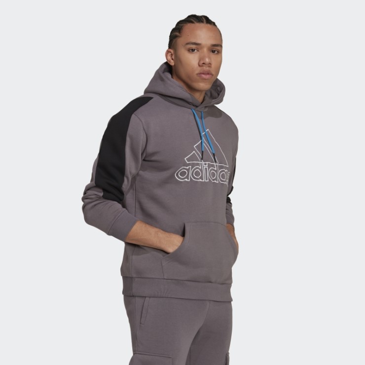 Adidas Sudadera Con Capucha De Forro Polar Con Logo Bordado De Iconos Del Futuro En Gris Trace