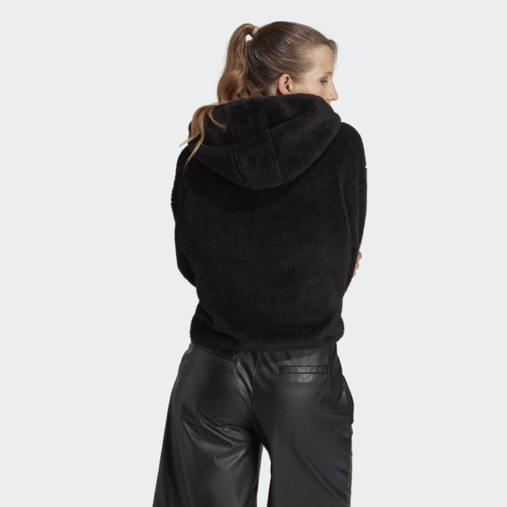 Sudadera Con Capucha Essentials+ Fluffy Teddy Negro Adidas