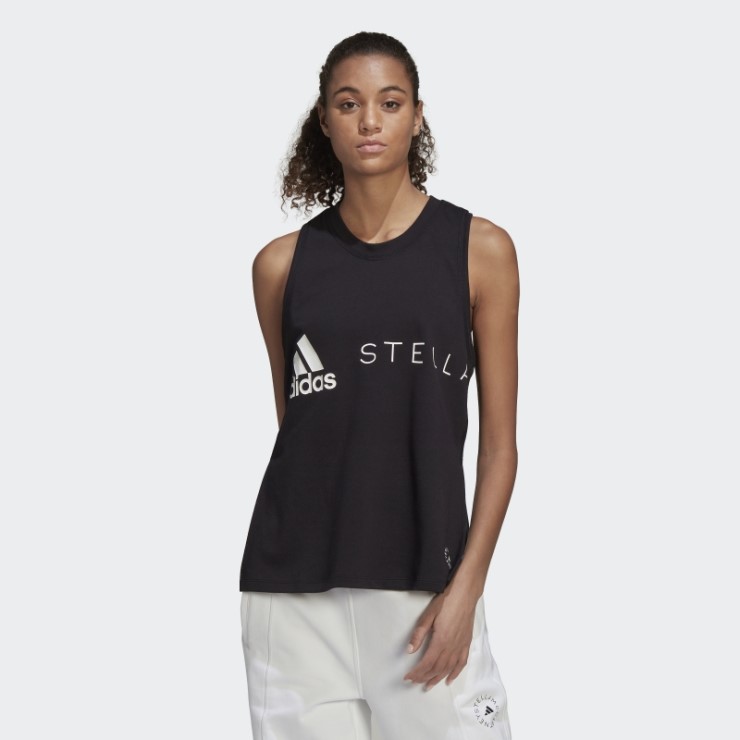 Adidas By Stella Mccartney Sportswear Camiseta Sin Mangas Con Logo Negro Caliente