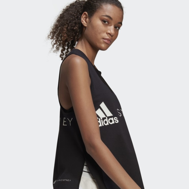 Negro Adidas By Stella Mccartney Sportswear Logo Camiseta Sin Mangas Caliente