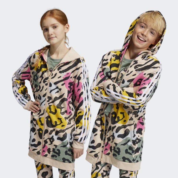 Sudadera Con Capucha Y Cremallera Alargada Animal Print Arena Adidas