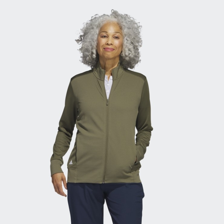 Chaqueta Texturizada Con Cremallera Completa Verde Oliva Adidas