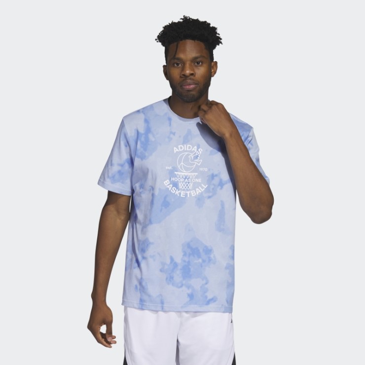 Camiseta Con Gráfico De Baloncesto Adidas Worldwide Hoops Azul Amanecer