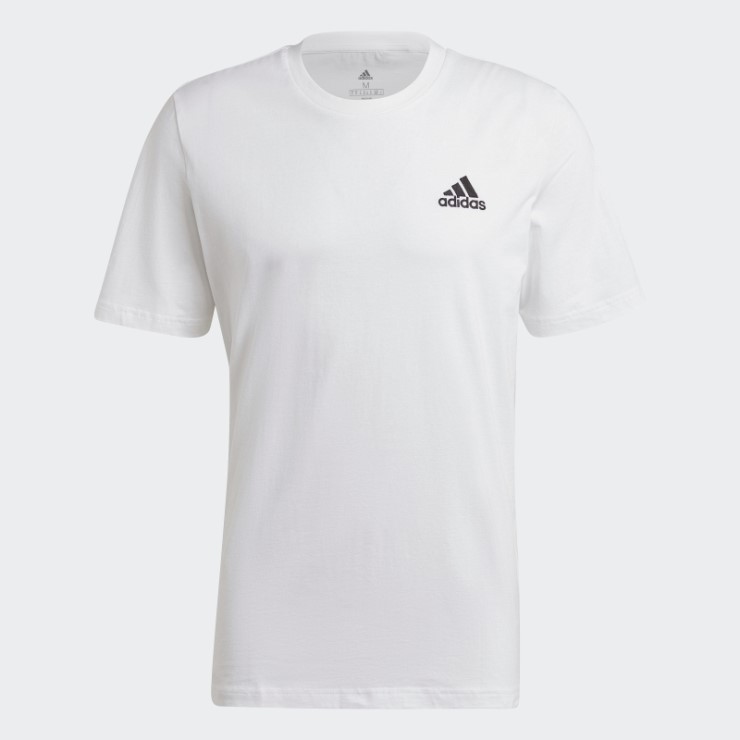 Camiseta Blanca Essentials Con Logo Pequeño Bordado Adidas