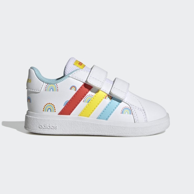Adidas Grand Court Zapatos Con Velcro Y Dos Correas De Estilo De Vida Sustentable Blanco