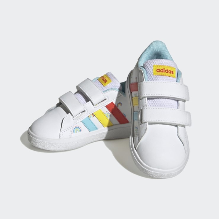 Adidas Grand Court Zapatos Con Velcro Y Dos Correas De Estilo De Vida Sustentable Blanco