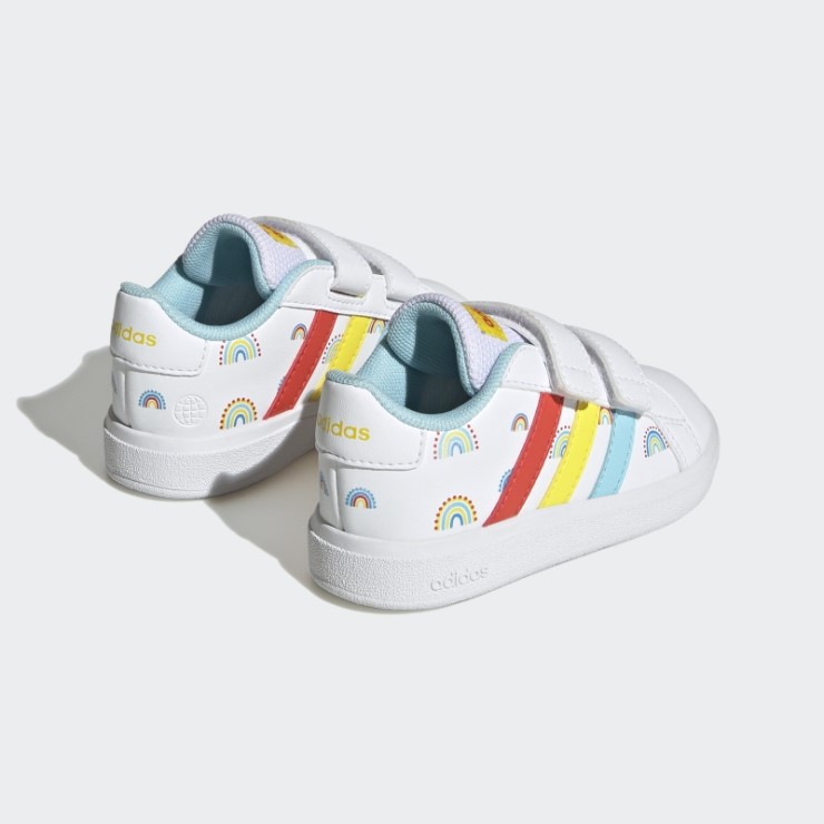 Adidas Grand Court Zapatos Con Velcro Y Dos Correas De Estilo De Vida Sustentable Blanco