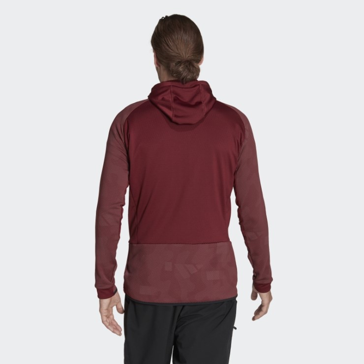 Adidas Terrex Tech Flooce Chaqueta De Forro Polar Con Capucha Para Senderismo En Rojo