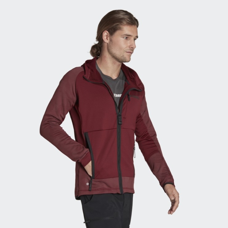 Adidas Terrex Tech Flooce Chaqueta De Forro Polar Con Capucha Para Senderismo En Rojo