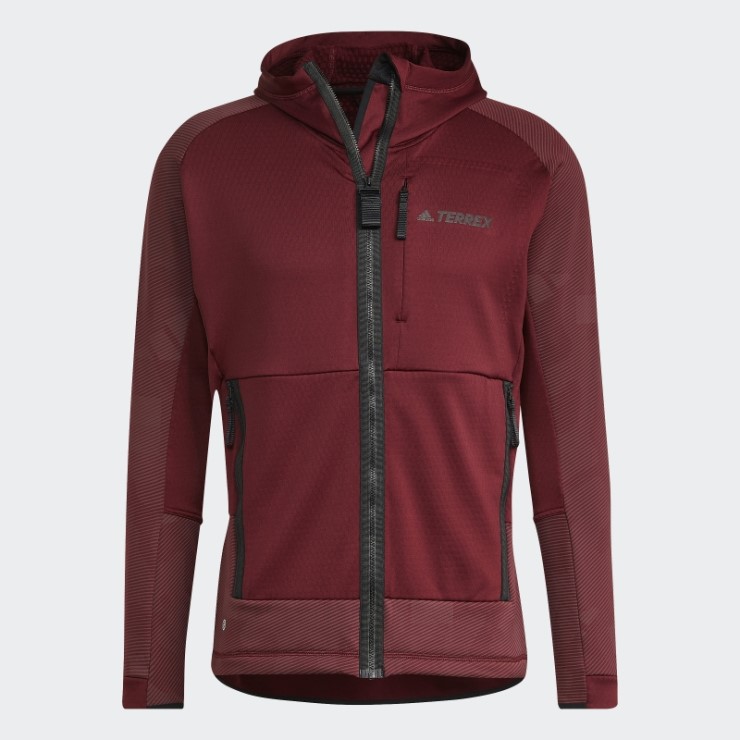 Adidas Terrex Tech Flooce Chaqueta De Forro Polar Con Capucha Para Senderismo En Rojo