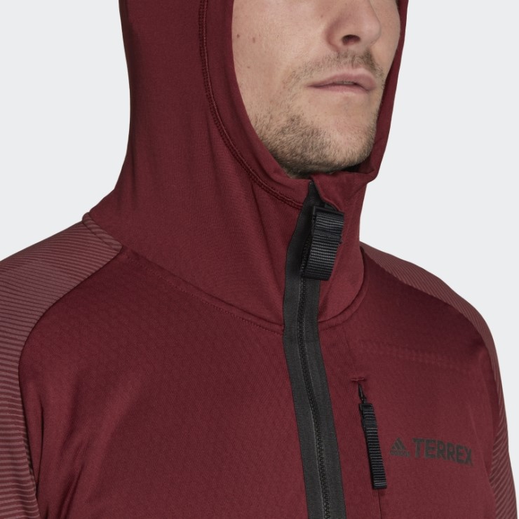 Adidas Terrex Tech Flooce Chaqueta De Forro Polar Con Capucha Para Senderismo En Rojo