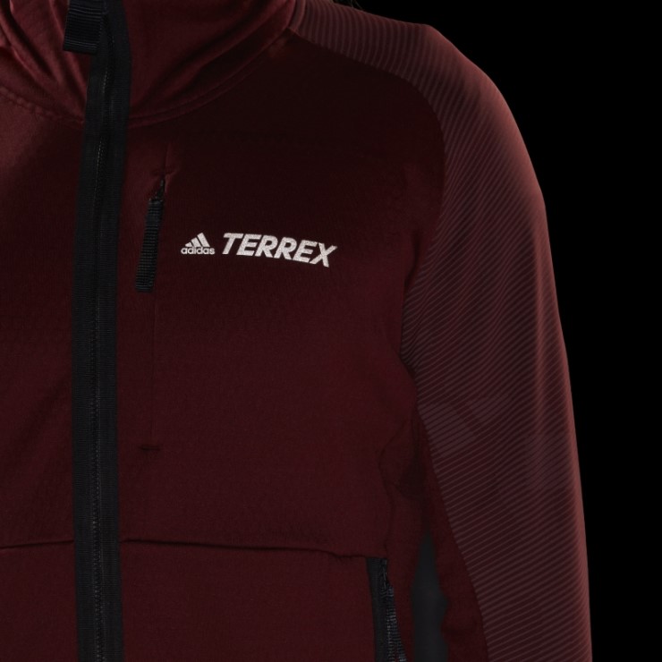 Adidas Terrex Tech Flooce Chaqueta De Forro Polar Con Capucha Para Senderismo En Rojo