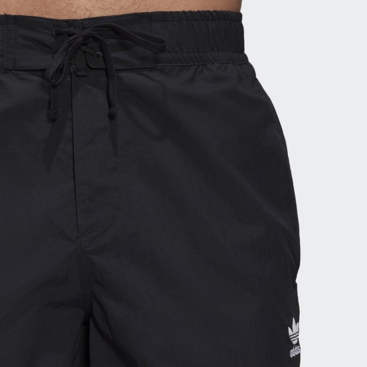 Shorts De Playa Adidas Negros Adicolor Con 3 Rayas
