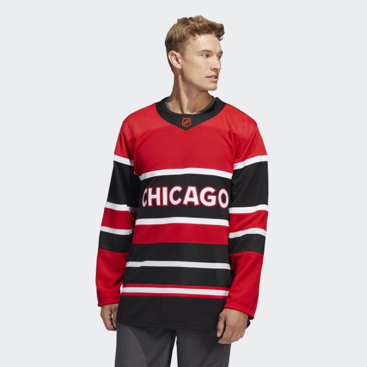 Adidas Blackhawks Auténtico Reverso Retro Wordmark Camiseta Rojo
