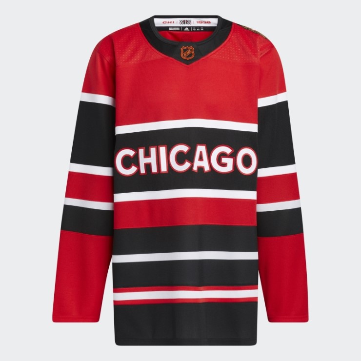 Adidas Blackhawks Auténtico Reverso Retro Wordmark Camiseta Rojo