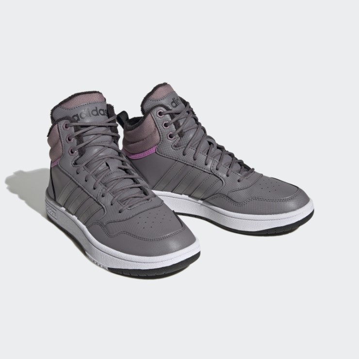 Adidas Trace Hoops 3.0 Zapatos De Baloncesto De Estilo De Vida Medio Gris Con Forro De Piel Clásico Para El Invierno