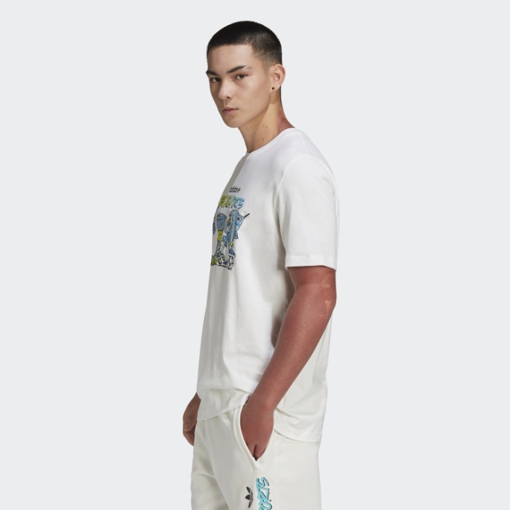 Adidas Camiseta Blanca Con Gráfico De Pez Stoked