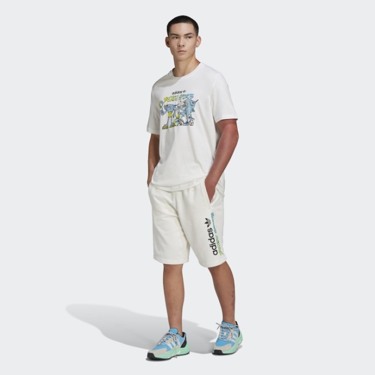 Adidas Camiseta Blanca Con Gráfico De Pez Stoked