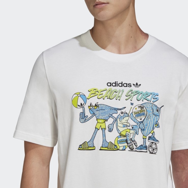 Adidas Camiseta Blanca Con Gráfico De Pez Stoked