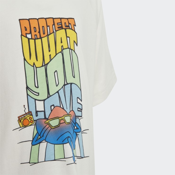 Camiseta Blanca Con Estampado Gráfico De Adidas