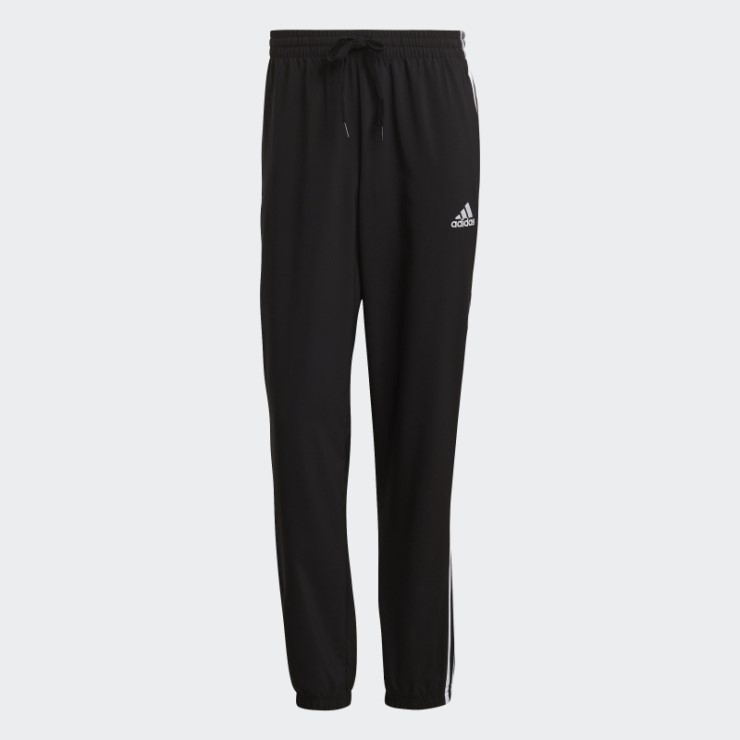 Pantalones Adidas Aeroready Essentials Puños Elásticos 3 Rayas Negro