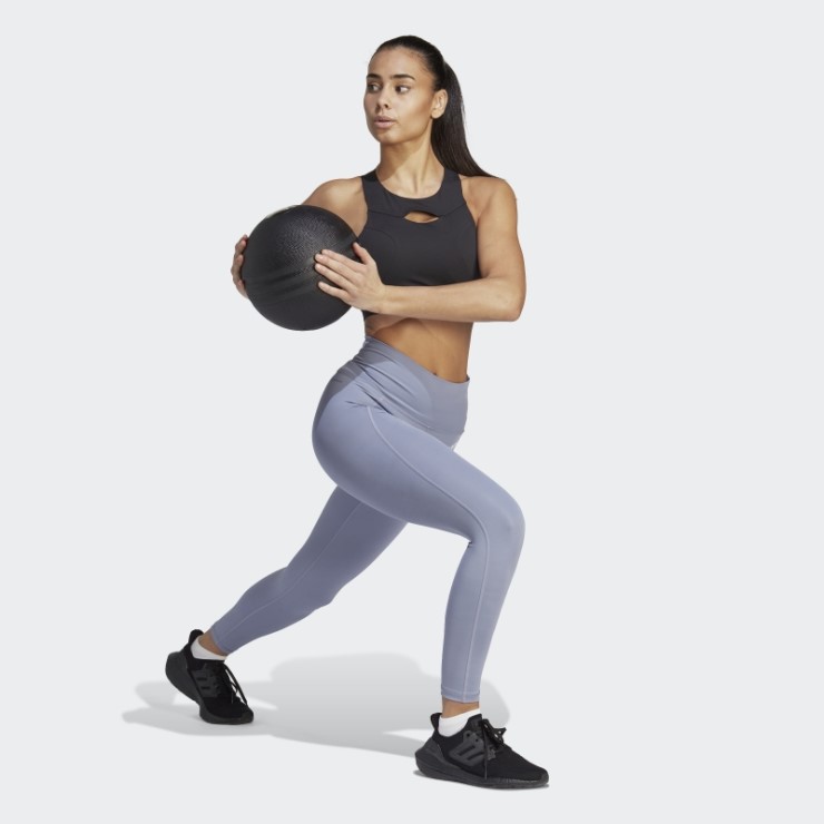 Leggings 7/8 De Talle Alto Optime Stash Pocket De Adidas Plateado Violeta