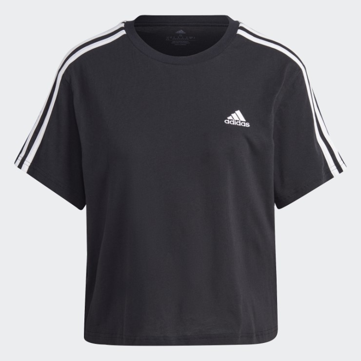 Adidas Essentials 3-stripes Single Jersey Crop Top Blanco Elegante