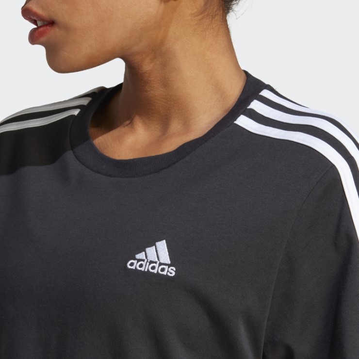 Adidas Essentials 3-stripes Single Jersey Crop Top Blanco Elegante