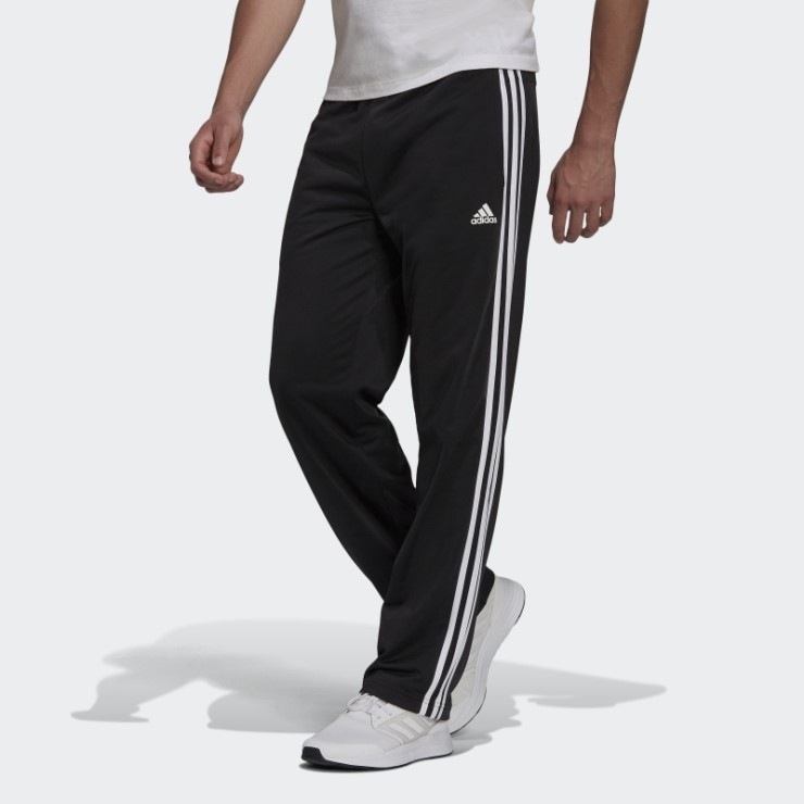 Adidas Pantalones De Chándal De 3 Rayas Con Dobladillo Abierto En Negro Primegreen Essentials