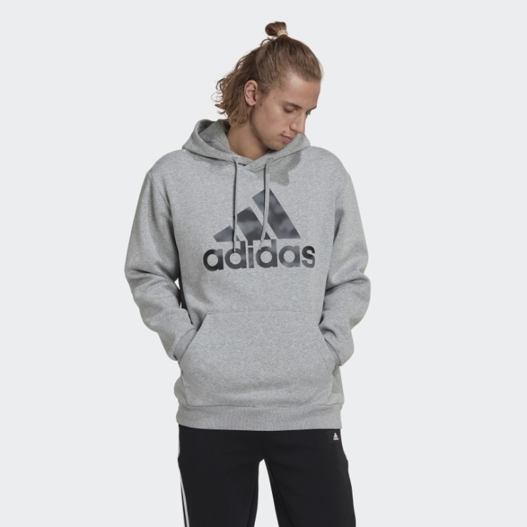Adidas Sudadera Con Capucha De Felpa Con Estampado De Camuflaje En Gris Medio Adidas