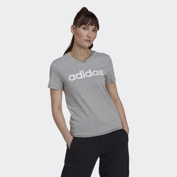Camiseta Essentials Slim Logo Gris Medio Adidas