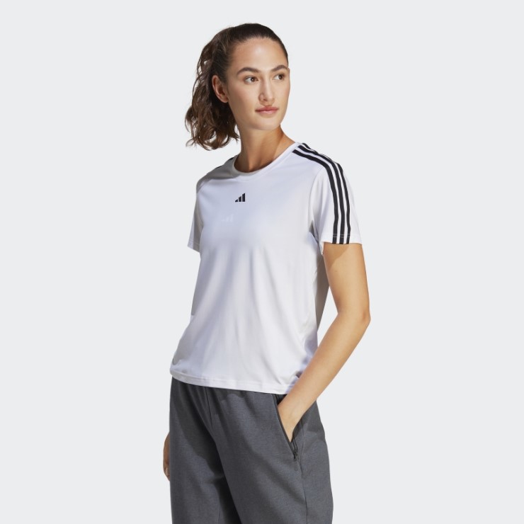 Camiseta Blanca Aeroready Train Essentials 3 Rayas Adidas