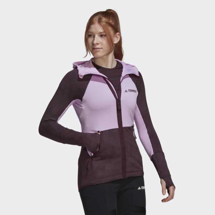 Adidas Terrex Tech Fleece Chaqueta Polar De Senderismo Con Capucha Lila
