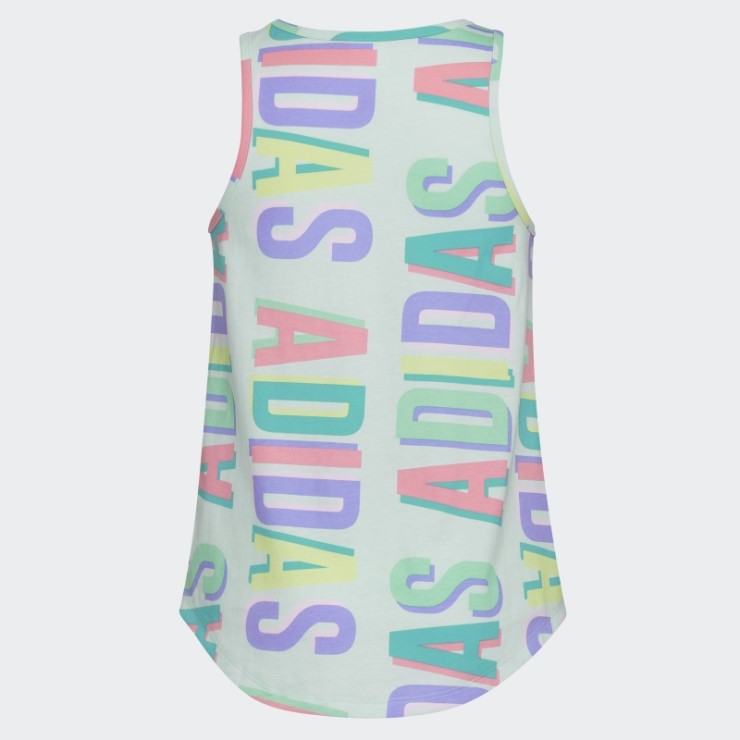 Camiseta Sin Mangas Con Dobladillo Redondeado Y Estampado Integral De Adidas Ice Mint