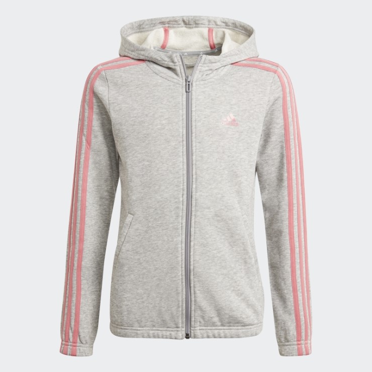 Sudadera Adidas Essentials Gris Medio Con 3 Rayas