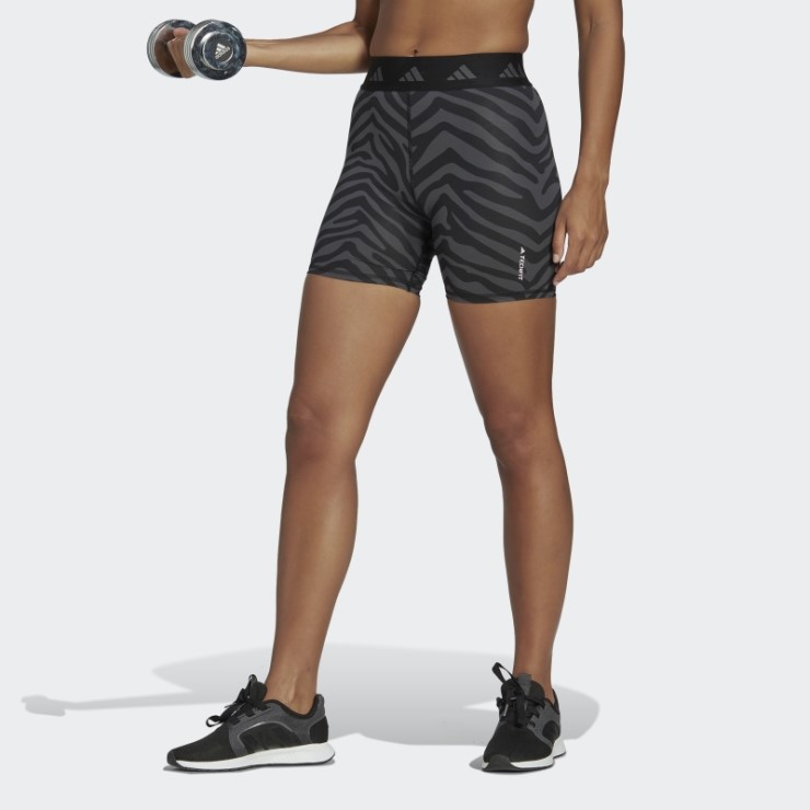 Adidas Hyperglam Techfit Zebra Shorts De Talle Alto Multicolor