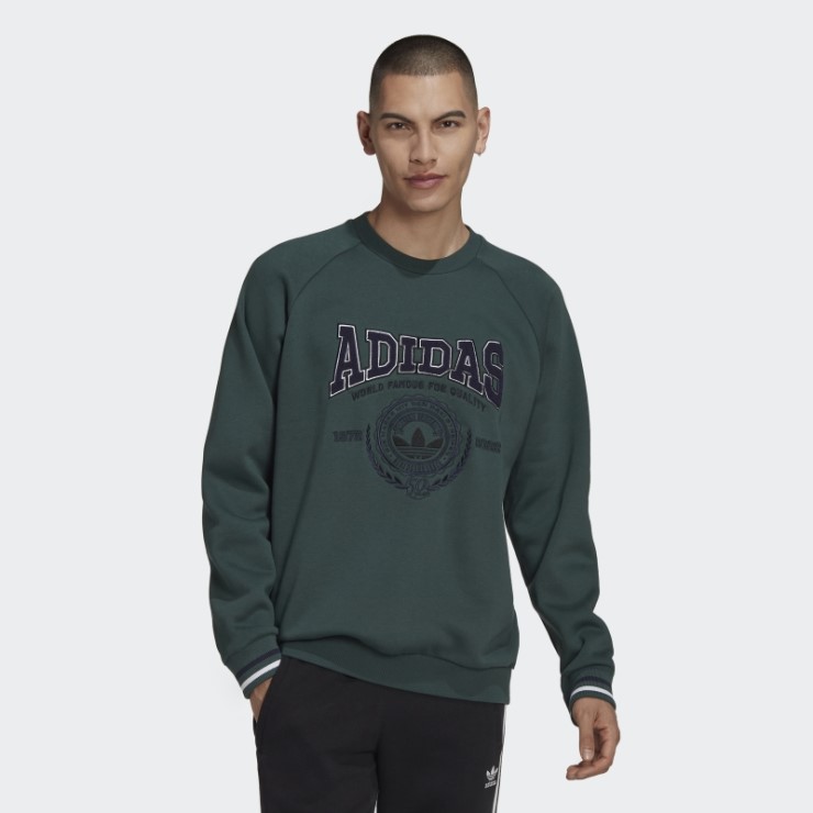 Sudadera Varsity Cuello Redondo Verde Mineral Adidas