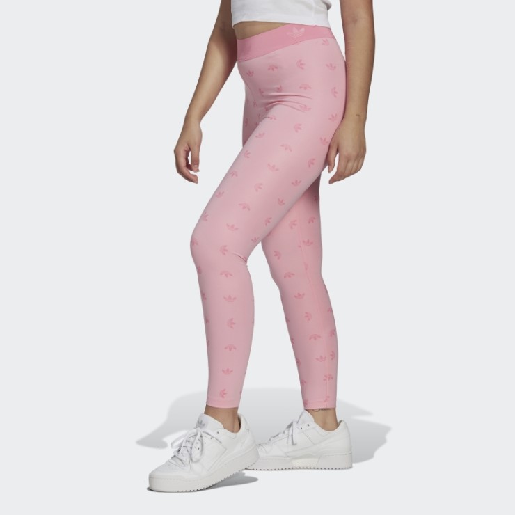 Adidas Leggings Rosa Claro 7/8 De Cintura Alta Con Estampado Integral