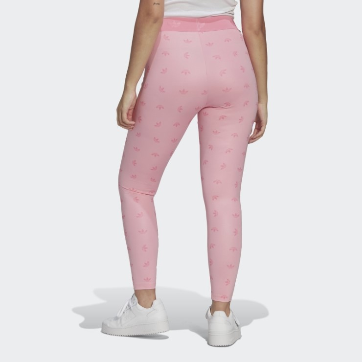 Adidas Leggings Rosa Claro 7/8 De Cintura Alta Con Estampado Integral