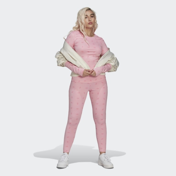 Adidas Leggings Rosa Claro 7/8 De Cintura Alta Con Estampado Integral