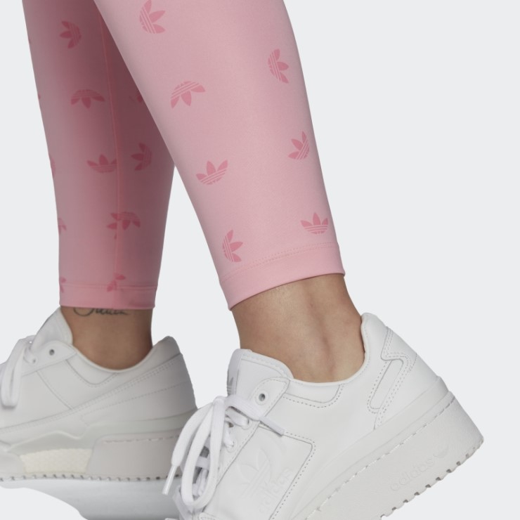 Adidas Leggings Rosa Claro 7/8 De Cintura Alta Con Estampado Integral