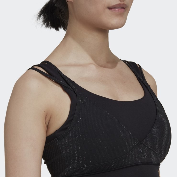 Sujetador Deportivo Powerimpact De Sujeción Media Brillante Adidas Negro