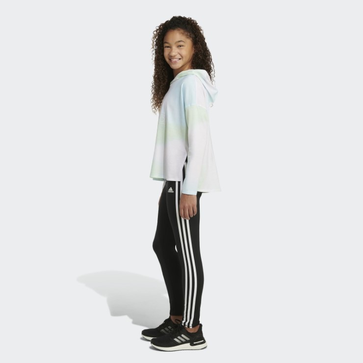 Adidas Camiseta Blanca De Manga Larga Con Capucha Y Dobladillo Redondeado