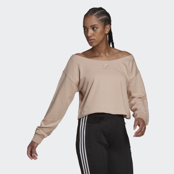 Adidas 2000 Luxe Slouchy Crew Sudadera Ceniza Perla