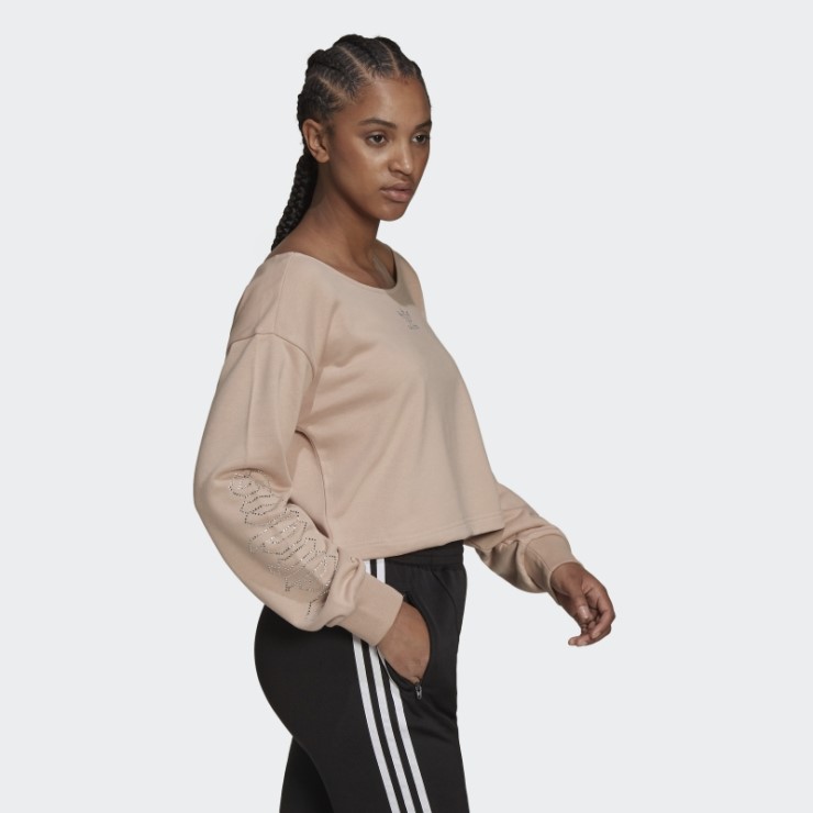Adidas 2000 Luxe Slouchy Crew Sudadera Ceniza Perla