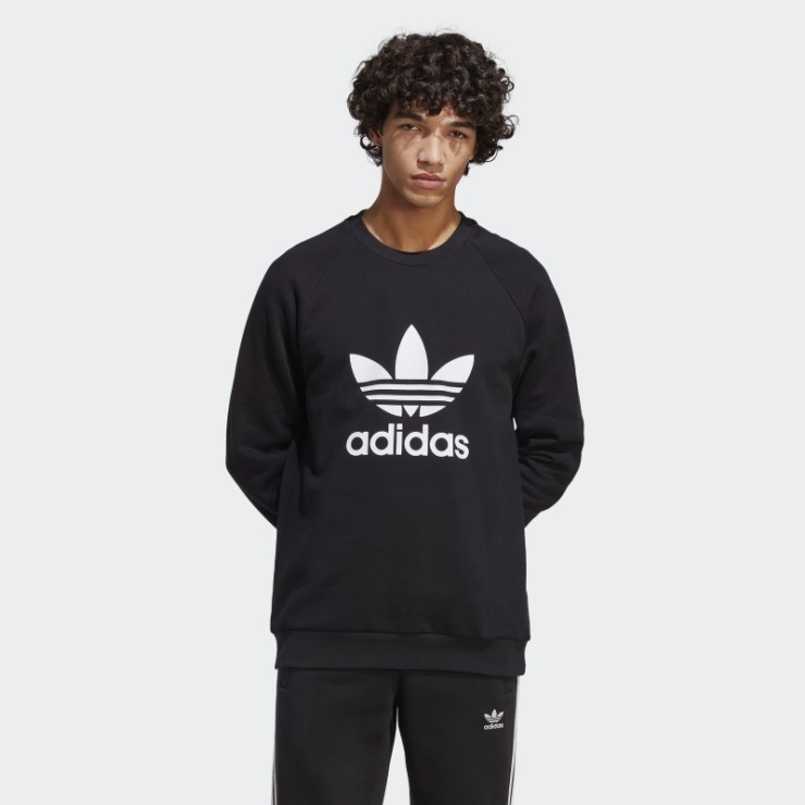 Sudadera Negra Con Cuello Redondo Adidas Adicolor Classics Trefoil
