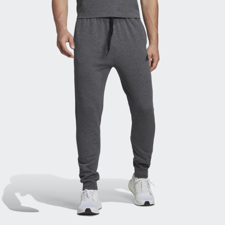 Adidas Pantalones Grises Oscuros Heather Essentials Fleece Tapered Regular