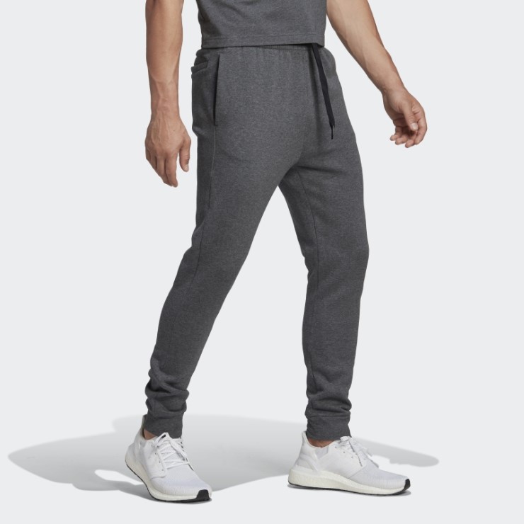Adidas Pantalones Grises Oscuros Heather Essentials Fleece Tapered Regular