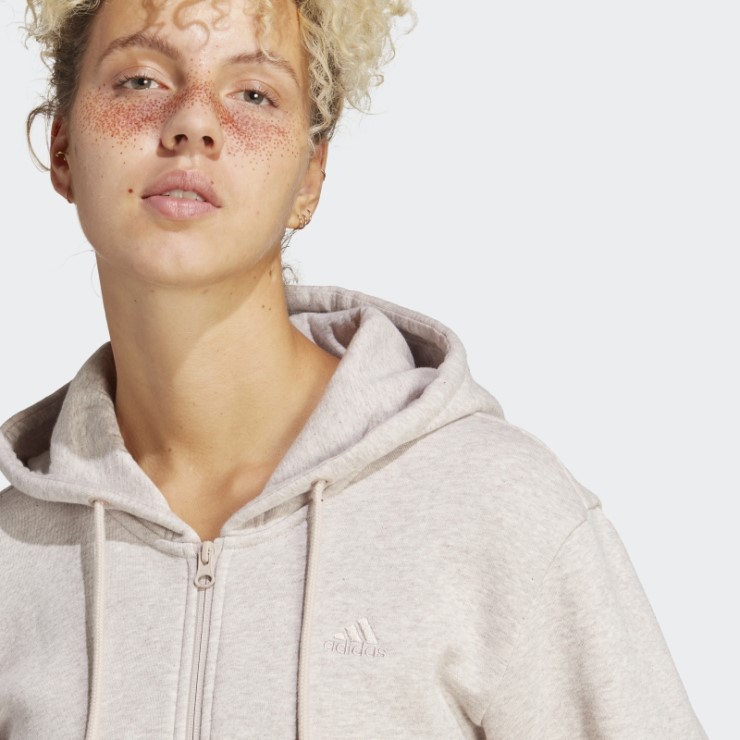 Adidas All Szn Fleece Full-zip Hoodie Taupe Mel