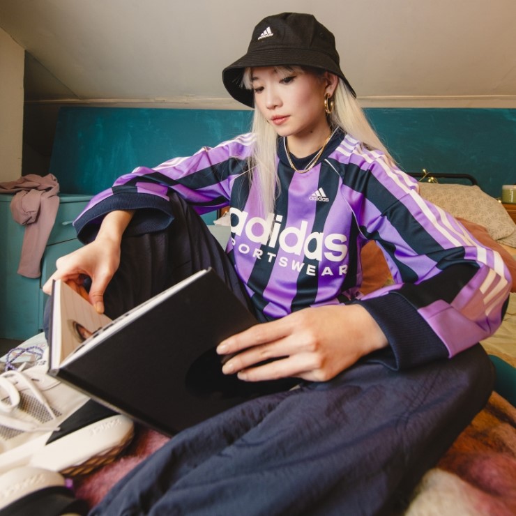 Jersey Manga Larga Jacquard Violeta Adidas